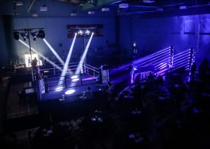 boxing event with spotlights