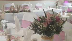 table decor for event at Downshire Golf Complex