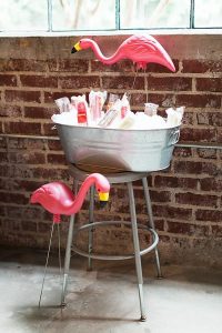 drink ice bucket with flamingo statues